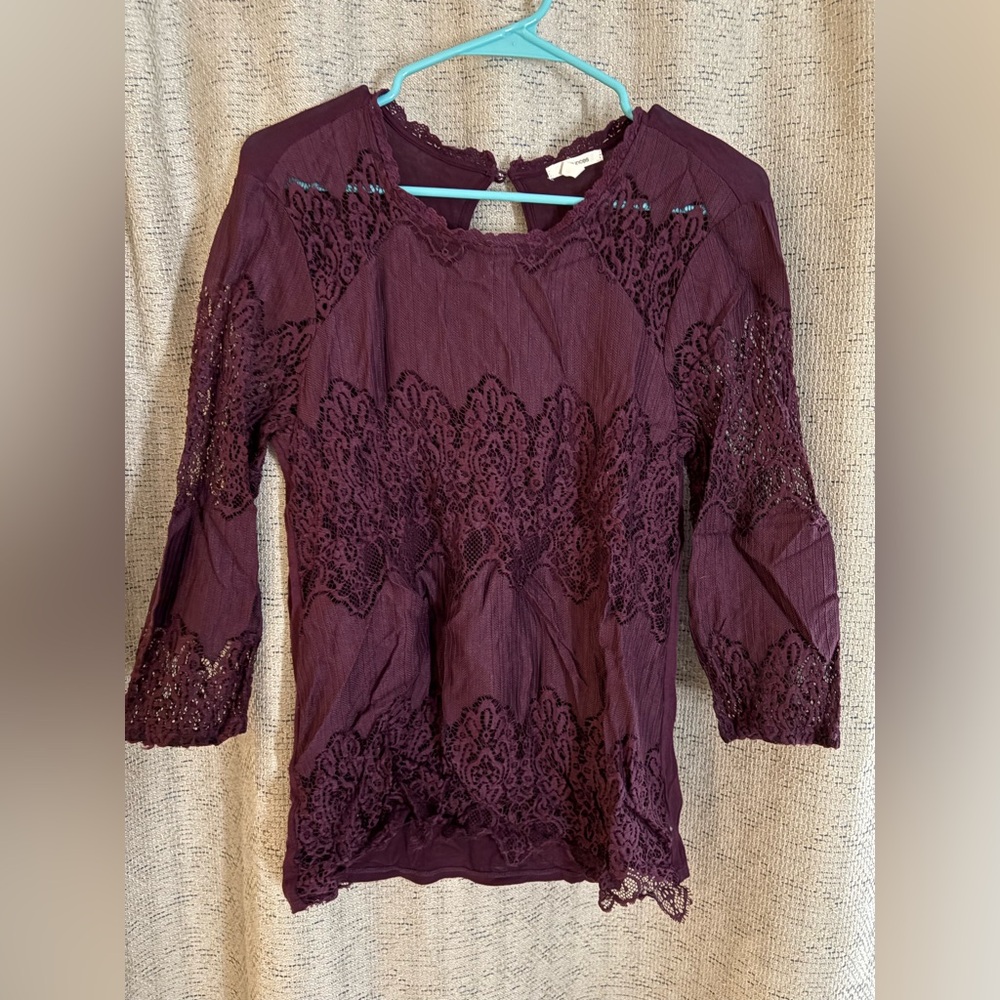 Maurice’s Lace Detail Plum Top